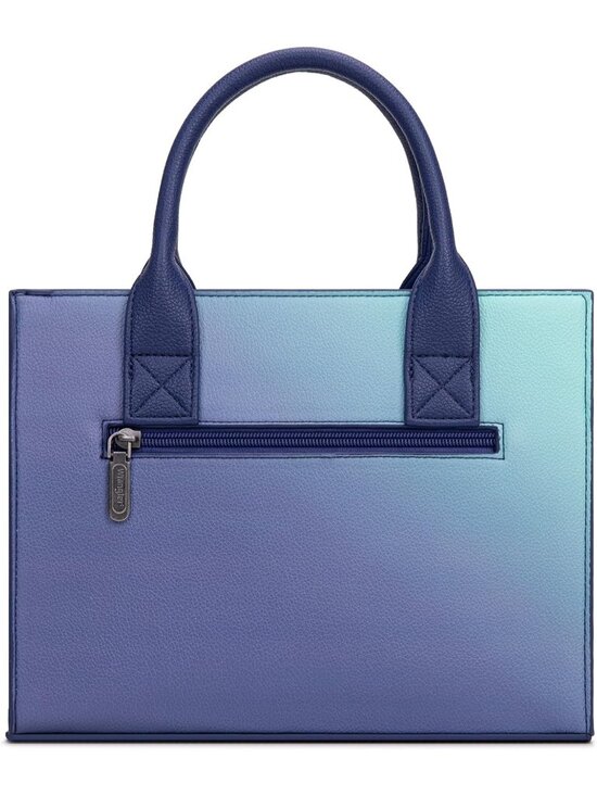 Women\'s Navy Polyester Zipper Top-handle Strap Quilted Tote Crossbody Bag